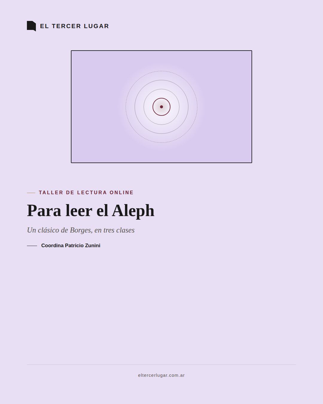 Flyer del taller Para leer el Aleph